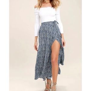 🔴 Lulus Faux Wrap Maxi Skirt w/ High Slit - Size S